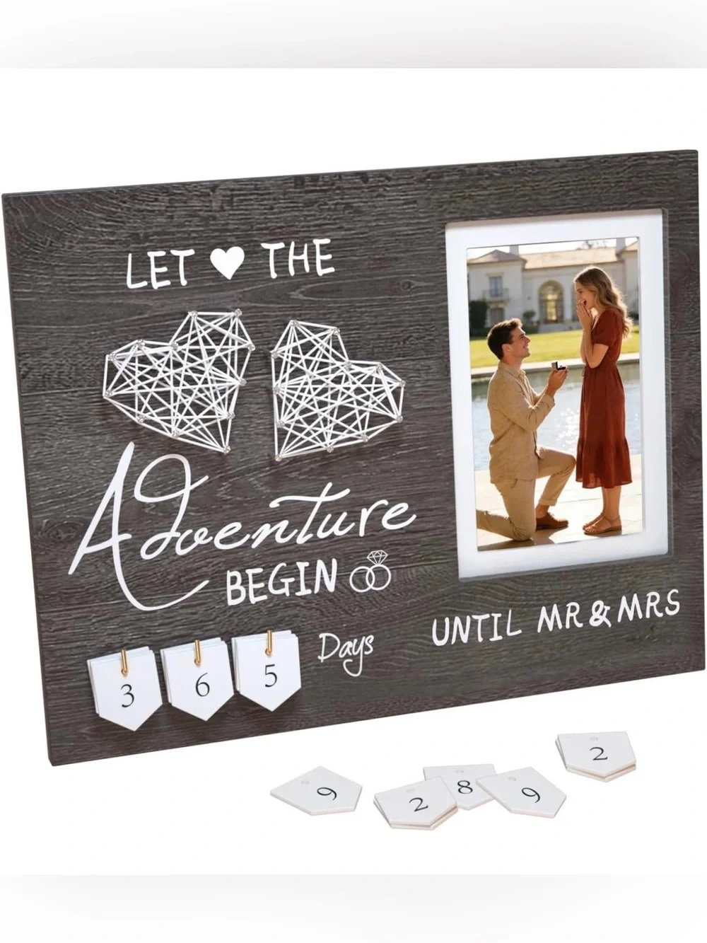 Engagement Rustic Cottagecore Farmhouse Whimsical Wedding Countdown PictureFrame